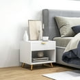thumbnail image 2 of HOMCOM Nightstand with Drawer and Open Compartment for Bedroom, White, 2 of 10