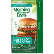 MorningStar Farms Buffalo Meatless Chicken Patties, Vegan Plant Based Protein, 10 oz, 4 Count (Frozen)