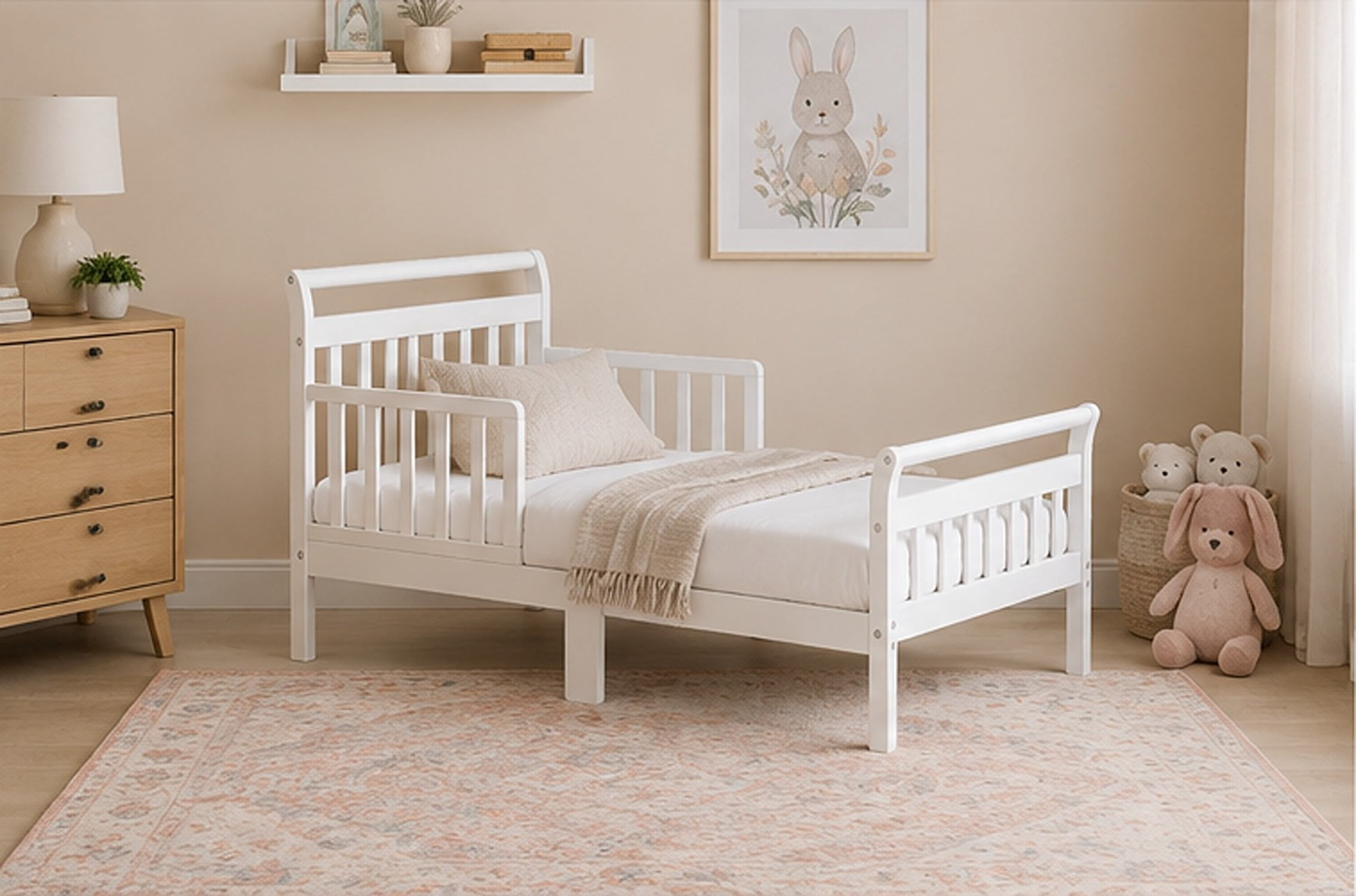 AFG Anna Classic Sleigh Toddler Bed, White