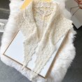 thumbnail image 4 of Korean Charm Scarf Floral Lace Detailing Comfortable Cotton Shoulder Wrap for Casual Outings and Evening Event Multicolor, 4 of 4