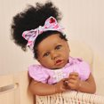 thumbnail image 3 of Takanini Reborn Baby Dolls African American Silicone Limbs Realistic Baby Doll with Soft Body Birthday Gift, 3 of 6