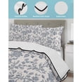 thumbnail image 4 of Quilts Twin XL Size, Farmhouse Blue Floral Soft Comforter Bedding Set for Bed, Vintage Botanical Leaves Burlap Lightweight Quilted Bedspread with Pillow Cover(2 Pieces) for All Season, 68x98 Inch, 4 of 6