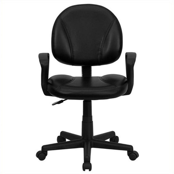 Scranton & Co Leather Ergonomic Task Office Chair in Black with Arms