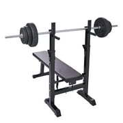 OWSOO Adjustable Folding Multifunctional Workout Station, Red and Black, Squat Rack Included