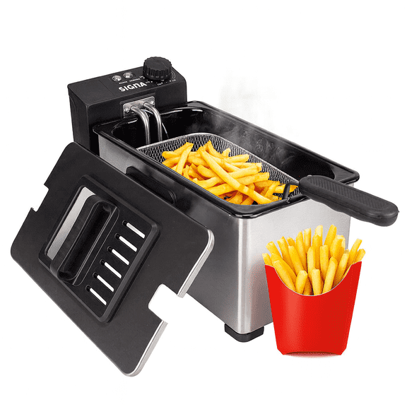 Freidora Eléctrica Sumergible Papas Fritas Aceite Profesional 3.5L SIGNA Acero Inoxidable