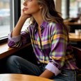 thumbnail image 6 of Asxite Womens Summer Tops Casual Fashion Print Lapel Collar Button Down Breathable Long Sleeve Shirts, 6 of 7