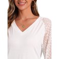 thumbnail image 5 of DARING DIVA Women's Lace Sleeve Work Office V Neck Tops M White, 5 of 6