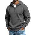 thumbnail image 3 of Casual Hoodies for Men,Half Zip,Long Sleeve Solid Sweatshirt with Kangaroo Pocket for Campus Daily Looks, 3 of 6