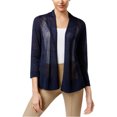 thumbnail image 1 of Alfani Womens Mixed Media Cardigan Sweater, Blue, Small, 1 of 1