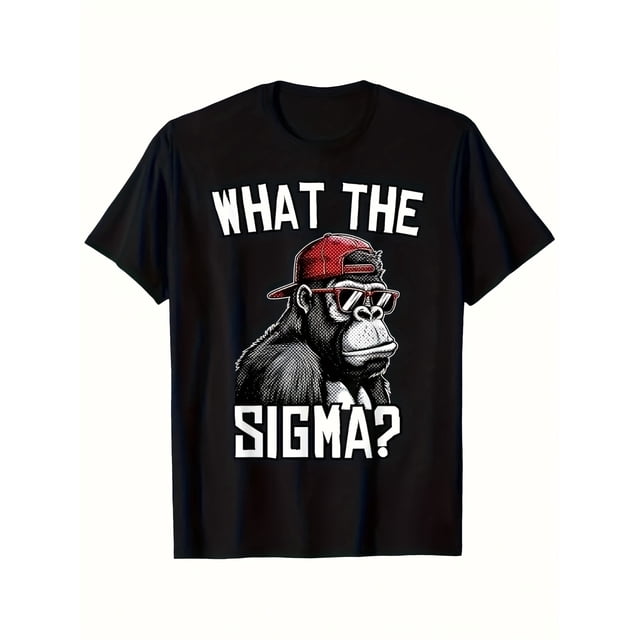 T-Shirt de Sport Décontracté pour Garçons / 100 % Polyester / 'WHAT THE SIGMA?' Imprimé Graphique Gorille / Col Rond, Manches Courtes / Lavable en Machine / Confort Multi-Saison pour Printemps à Automne, T-Shirt d'Été / Rue