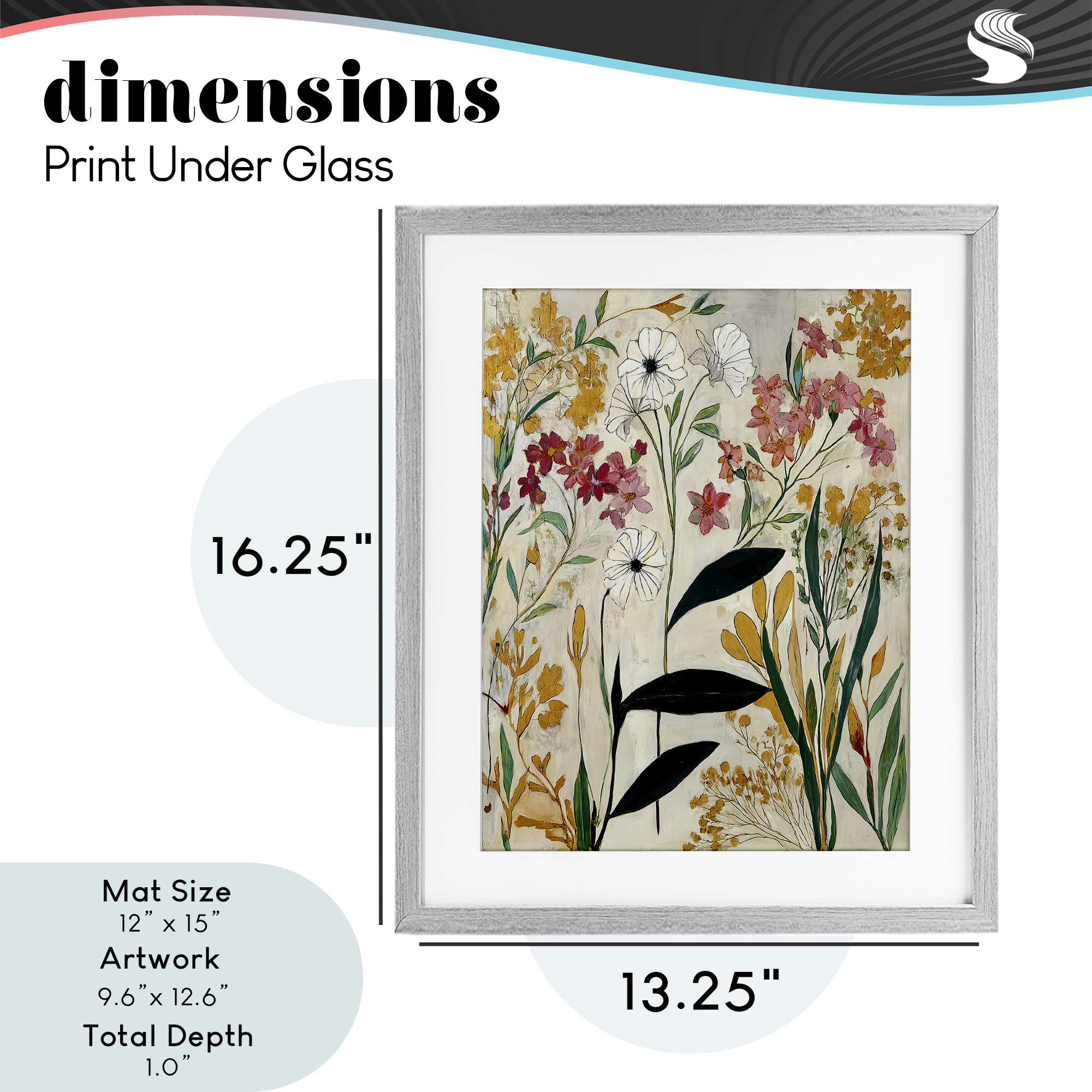Vintage Playful Botanicals Gray Framed Print Under Glass, design by Annabelle Hall