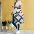 thumbnail image 4 of FORMRS Womens Canvas Tote Bag with Zipper Inner Pocket Shoulder Handbag, Isometric Pink, 4 of 7