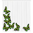 thumbnail image 3 of Ambesonne Jamaican Shower Curtain, Butterflies with Flag, 69"Wx70"L, Green Black Yellow, 3 of 3