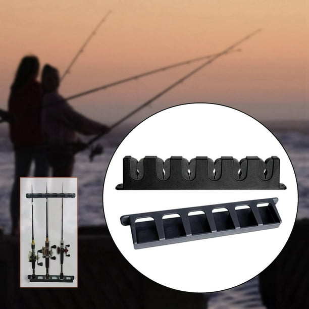 6 Fishing Rod Wall Rack Vertical Mount for Garage High Strength Base Black  