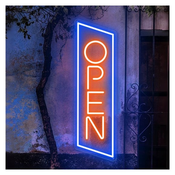 Letrero De Neón Vertical Abierto Para Negocios, Restaurantes, Tiendas, Salas Juegos, Dormitorios, Bares, Estar Y Fiestas Cumpleaños 45cm