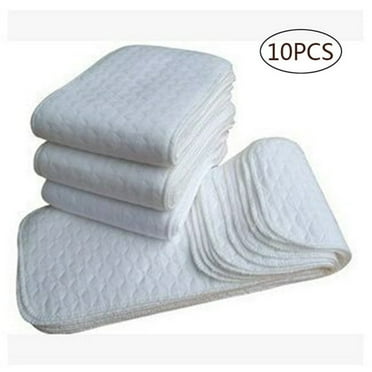 Torubia 3 Ply Cloth Diapers, Thick Washable Absorbent Cotton Diaper Burp Cloths for Babies and Toddlers Multi-Use 10 Pcs for Girls and Boys（White)Christmas Gifts