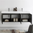 thumbnail image 4 of Fresca Fcb8093-D-I Vista 59" Wall Mounted Double Basin Vanity Set - Black, 4 of 5