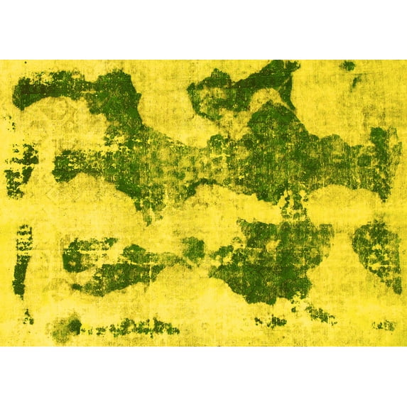 Ahgly Company Machine Washable Indoor Rectangle Abstract Yellow Modern Area Rugs, 7' x 10'