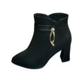 thumbnail image 2 of Bnwani Women Boots Footwear Fall Winter Pointed High-Heel Low-Heel High Ankle Versatile Comfortable Boot Black Size 5.5, 2 of 9