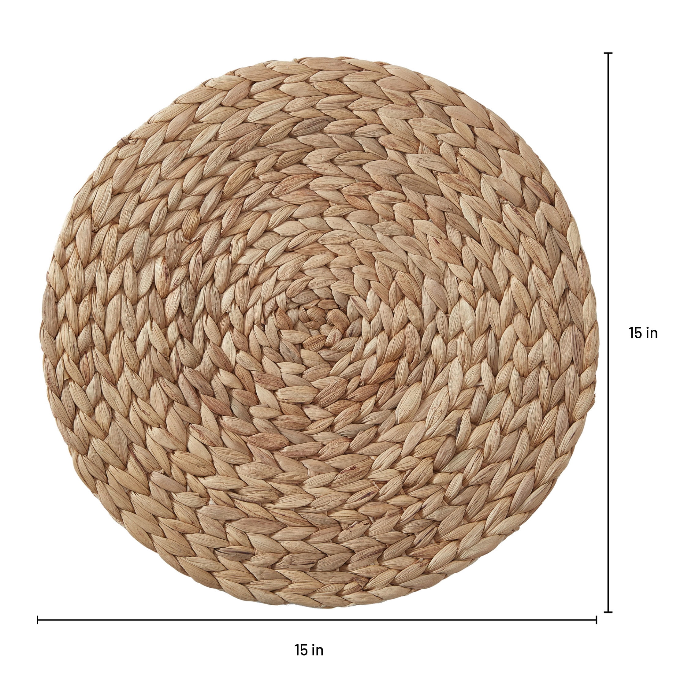 Better Homes & Gardens Round Natural Water Hyacinth Weave,Table Placemat, 15"