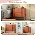thumbnail image 6 of Modern Nightstand with 2 Storage Drawers, Fluted Bedside Table with Golden Metal Handles and Legs for Living Room and Bedroom, Orange, 6 of 8