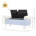 thumbnail image 6 of Dazone Armed Indoor Storage Bench, 47 inches Ottoman with Storage, Velvet Bedroom Bench Safety Hinge Ottoman, Large Storage Ottoman Bench with Button-Tufted,Living Room Porch Entryway, Beige, 6 of 9