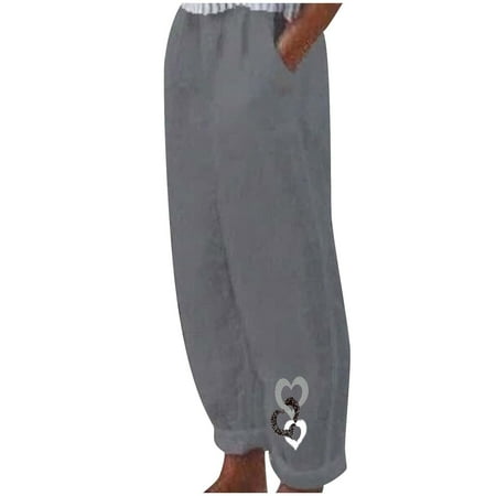 qolati Women s Cotton Linen Pants Casual Elastic High Waist Wide Leg Lounge Trousers Comfy Loose Solid Color Yoga Beach Harem Pants with Pocket