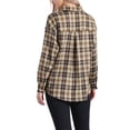 thumbnail image 3 of Blusa a cuadros para mujeres, blusa casual con cuello de solapa, blusa de manga larga, top XL marrón, 3 of 6