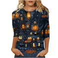 thumbnail image 2 of LEKWK Halloween Shirts for Women Plus Size 3/4 Sleeve Cute Graphic T-Shirt Loose Fit Oversized Top Holiday Party Halloween Costume,Size S-5Xl, 2 of 4
