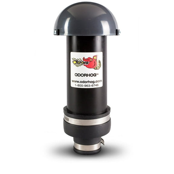 OdorHog Mushroom Cap Clamp On Vent Stack Pipe Filter 1.5" ABS Removes Outdoor Septic Odor