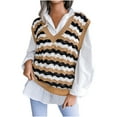 thumbnail image 2 of LEBONYARD Womens Sweaters Lightweight,Fashion Women Casual V-Neck Hollow Knitted Vest Sweater Vest Khaki M, 2 of 3