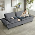 thumbnail image 3 of Advwin 114" Oversized Sectional Sofa, Luxury Sailboat Cloud Couch with Adjustable Depth, Convertible Sofa Bed with Extra Deep Seats & Wide Armrests for Living Room, Dark Gray, 3 of 13