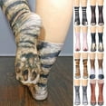 thumbnail image 4 of Adult Kids 3d Animal Paw Cat Tiger Feet Print Foot Crew Socks Elastic Hosiery, 4 of 5