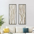 thumbnail image 2 of LuxenHome Set of 2 Gold Branches and Black Frame Rectangular Metal Wall Decor, 2 of 10