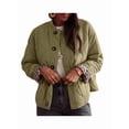 thumbnail image 3 of Women Quilted Jacket Oversized Leopard Lined Puffer Jacket Button Down Padded Coat Green L, 3 of 9