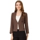 thumbnail image 1 of Oficina de trabajo mujer Allegra K sin cuello cremallera abrigo corto traje chaqueta Café S, 1 of 6