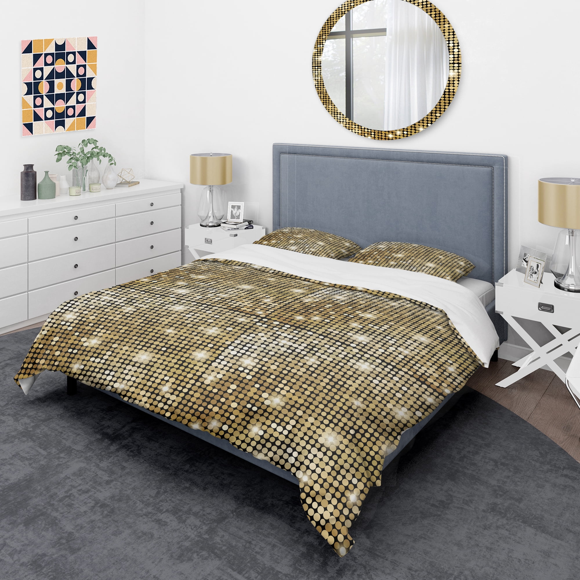 Designart 'Abstract Gold Mosaic' Mid-Century Modern Duvet Cover Set