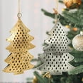 thumbnail image 5 of HIGHBIX Set of 4 Metal Hanging Christmas Tree Ornaments – Rustic Gold & Silver Finish – Handmade Holiday Decorations – 5.2” & 4.5” Sizes – Farmhouse Tree Décor for Xmas & Winter Festive Theme, 5 of 5