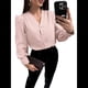 thumbnail image 3 of Blusas Informales de Negocios para Mujer, Camisas de Verano de Larga con Botones y Cuello en V, Blusas de . Rosa L, 3 of 8
