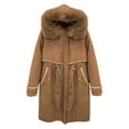 thumbnail image 4 of DPTALR George Women's Winter Fashion Slim Tooling Hooded Coat,Coffee,Size L, 4 of 5