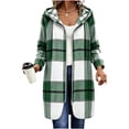 thumbnail image 7 of Nowekniz Women's Hooded Plaid Long Flannel Shacket, Oversized Button Down Coat Casual Warm Trench Jacket for 2026 Fall Winter, 7 of 7