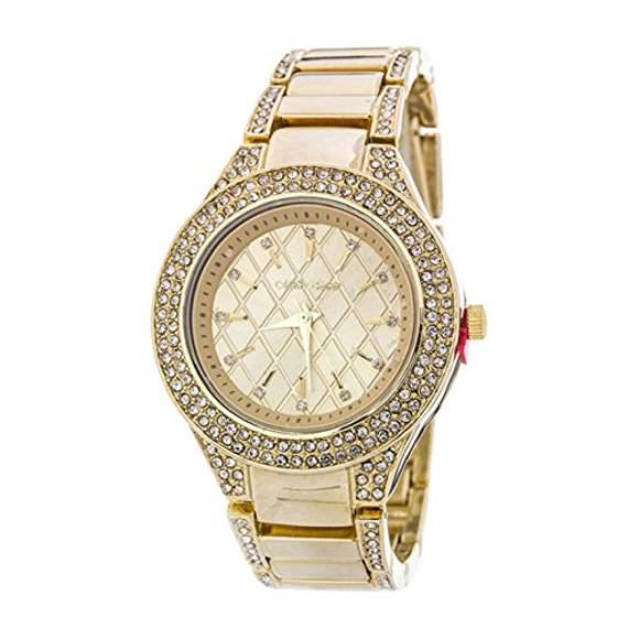 2Chique Boutique Montre de Mode Matelassée Texture Cristal pour Femme