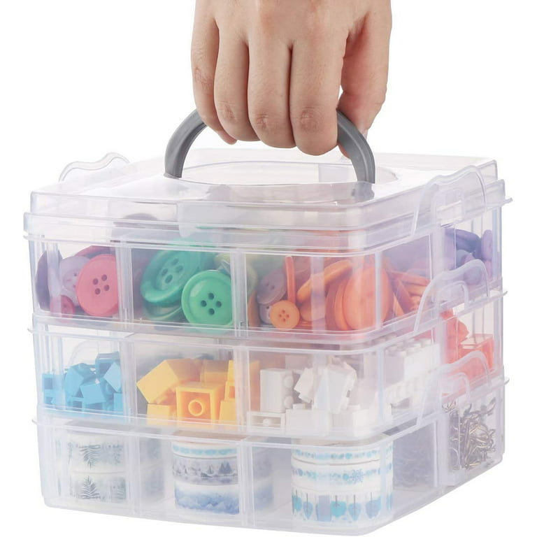  Craft Organizers and Storage, 3-Layers Folding Clear Plastic  Craft Organizer, Portable Craft Tool Box, Multipurpose Craft Box Organizer  for Medicine, Sewing Organizer, Nail, Art Supplies for Kids : Arts, Crafts 