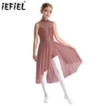 thumbnail image 2 of Disfraz de patinaje artístico para niñas, vestido de baile lírico de Ballet, vestidos con diamantes de imitación brillantes con dobladillo asimétrico dividido en la parte posterior, 2 of 5