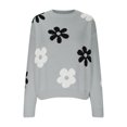 thumbnail image 6 of Aueoeo Fashion Sweaters for Women Crewneck Long Sleeve Slim Fitted Textured Cable Knit Pullover Sweater Tops, 6 of 6