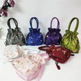 thumbnail image 3 of Bolso pequeño para mujer, bolso de mano, bolso bordado de estilo étnico, monedero, bolso tipo cubo para mujer con cordón, bolso para teléfono móvil Hanfu, 3 of 6