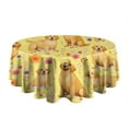 thumbnail image 5 of Golden Retrievers and Pioneer Flower Round Tablecloth 60"x60",Wrinkle Wipeable Table Cloth for Kitchen Dining Room Picnic Patio Party, 5 of 6