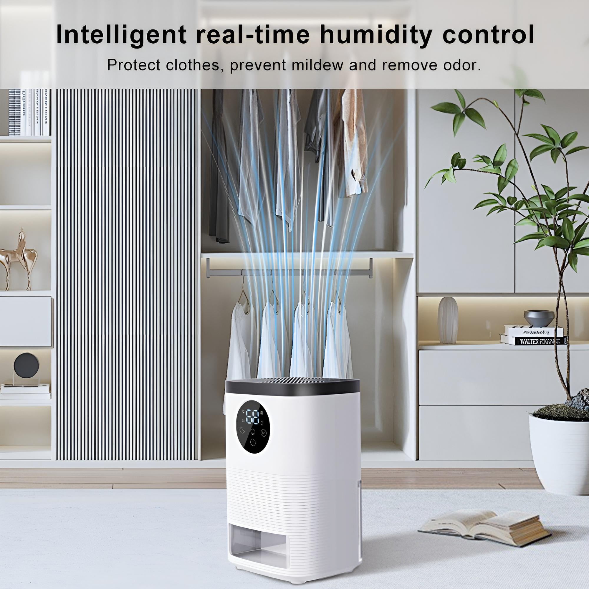 INSMART 50OZ Smart Dehumidifier for Home - Ultra-Quiet Sleep Mode, Touchscreen Control, 2-Speed & Auto Shut off, Frost Protection - Covers 900 Sq.ft (Bedroom, Bathroom, Basement)