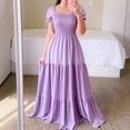 thumbnail image 4 of GDREDA 2024 Robe Maxi Bohème à Fleurs pour Femmes, Design Portefeuille avec Ourlet à Volants et Ceinture Ajustable, Robe Décontractée Fluide Évasée, Violet, G, 4 of 6