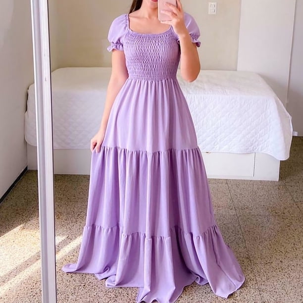 lavender bohemian dress Adjfdgt Dresses for Women Women's 2024 Floral Boho Wrap Crew Neck Short Sleeve Belted Ruffle Hem A Line Flowy Maxi Dresses Bridesmaid Dresses in Cambridge and everyday boho styling Long Cheap Plus Size Prom Dresses Color:Custom Color(  Special instructions For Seller)